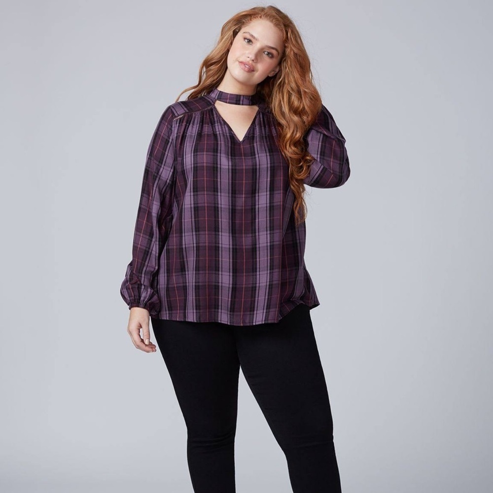 Lane Bryant Women's Plaid Choker Top Size 22/24